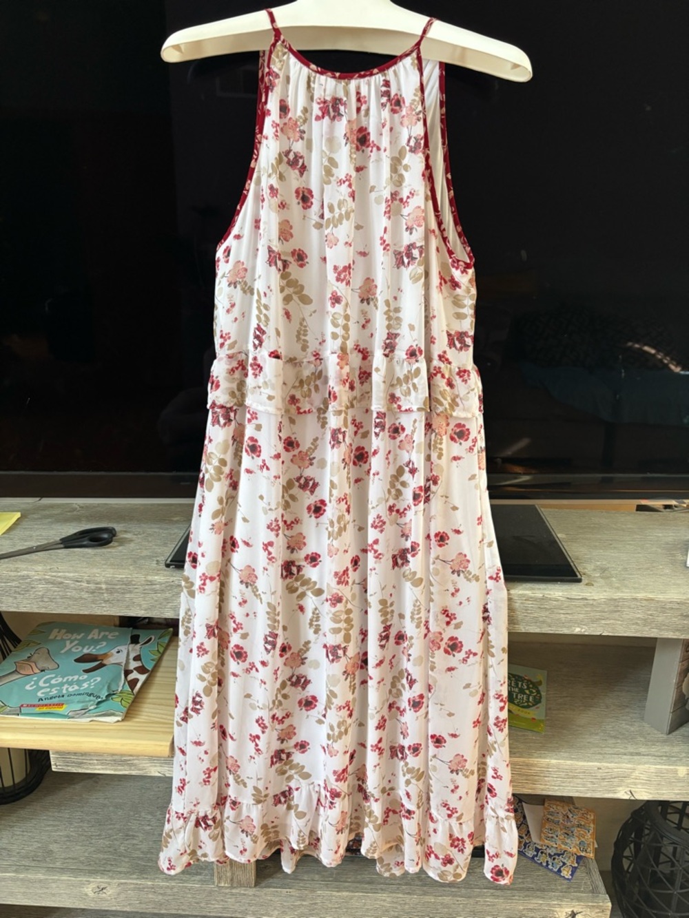 Kensie Cream Floral Midi Dress with Pink Bouquet Print - Picture 4 of 9